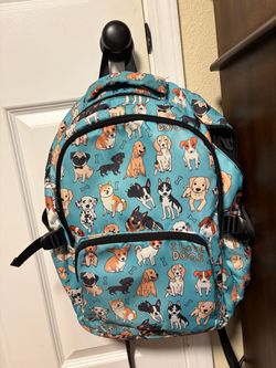 I Love Dogs Teal Printed Backpack