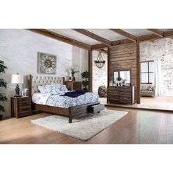 Brand New Rustic Natural Tone & Beige 4pc Queen Bedroom Set (Available In California & Eastern King)