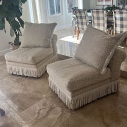 A Beautiful Pair Of Matching Living Room Chairs. 32 Inches Wide With Plush Pillow Cushions.