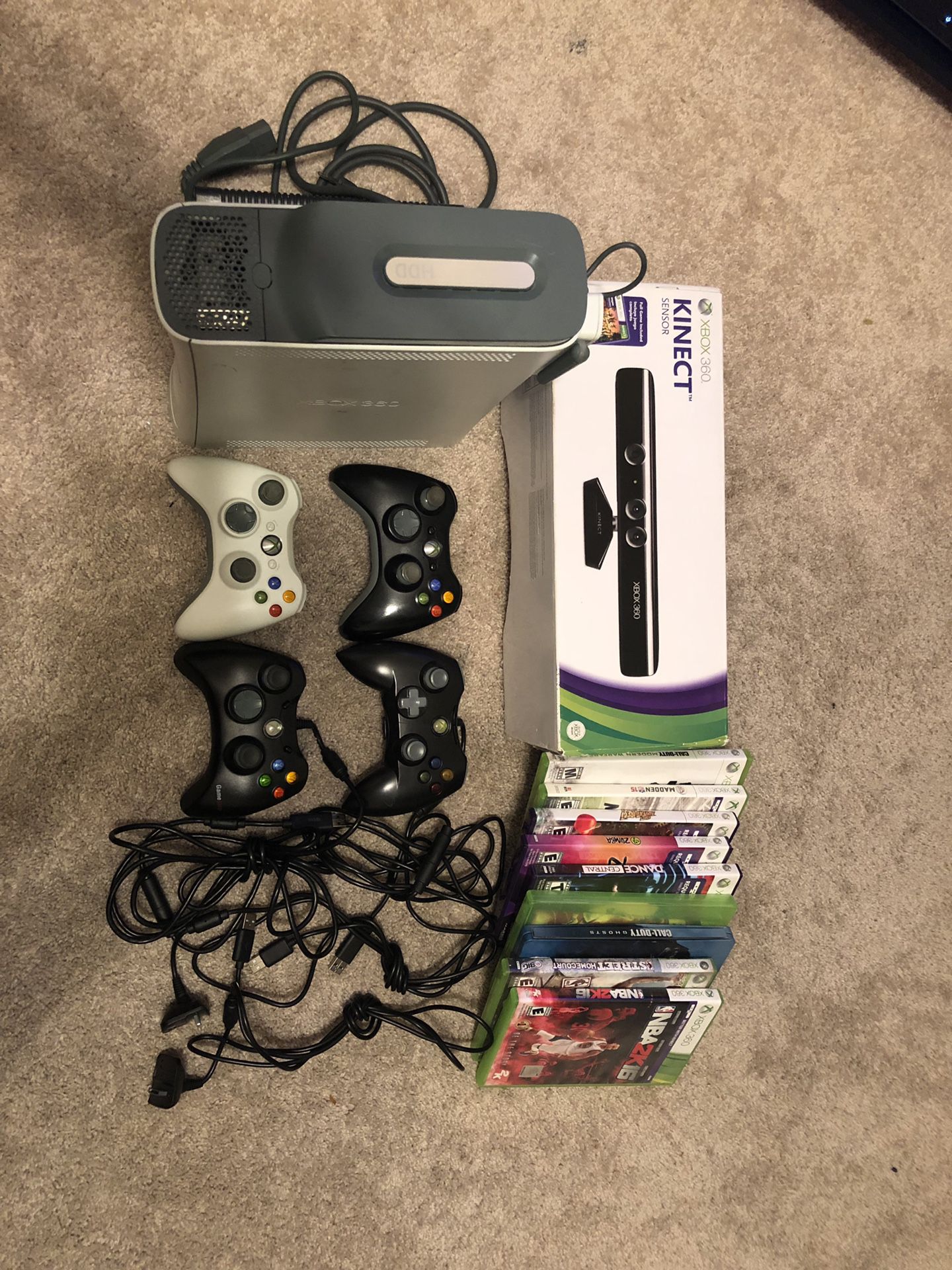 Xbox 360 with Kinect and games