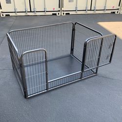 (NEW) $95 Heavy-Duty Dog Pet Playpen with Plastic Tray Indoor Outdoor Cage Kennel 4-Panel, 49x32x28”
