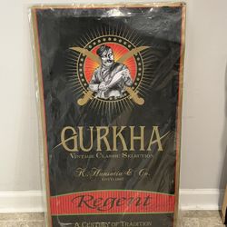 Metal Gurkha Cigar Sign 