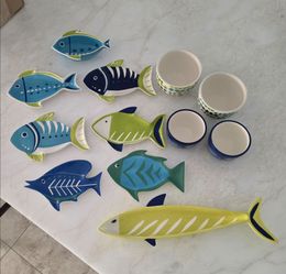 Dinner or Appetizer fish theme plates and bowls - BRAND NEW