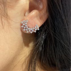 14 K White Gold Diamond Earring 