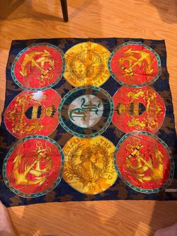 New Sunkyung SK Silk Scarf Queen Elizabeth 1971 Coi n byAnchor Nautical Red/Navy-34”