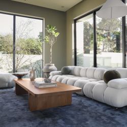Bundle: Santiago coffee Table - Belia Sectional Sofa- Anders Navy Blue Rug