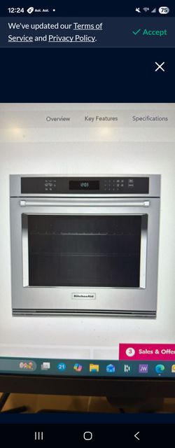 Kitchen aid 30" built-in oven