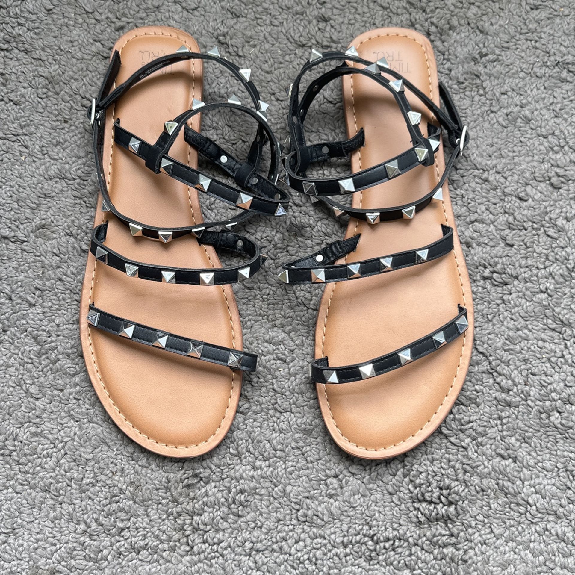 Time And Tru Ankle Strap Studded Sandals - Sz 9