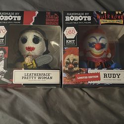 Handmade robots leather face and Rudy