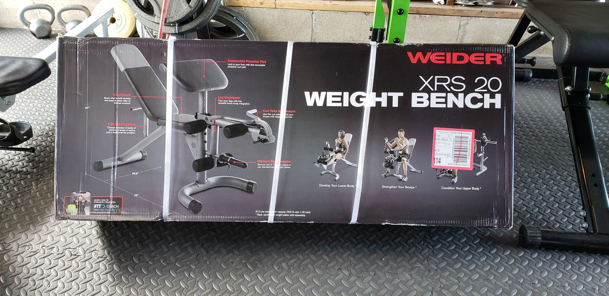 **NEW** adjustable weight bench with preacher pad/bicep curl & leg exercise