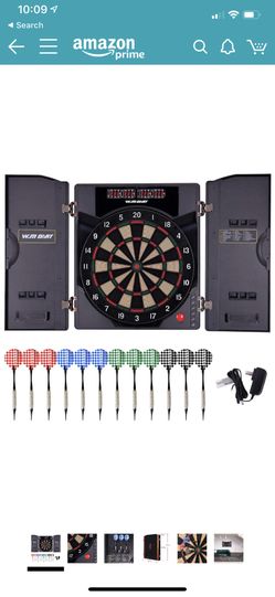 WIN.MAX Electronic Soft Tip Dartboard Set with Cabinet, 12 Darts LED Display