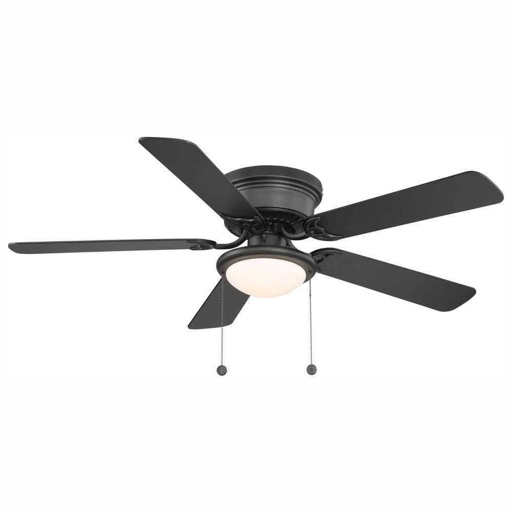 Hugger 52 in. LED Indoor Black Ceiling Fan with Light Kit