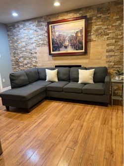 FREE DELIVERY — Modern Charcoal Reversible Sectional Sofa