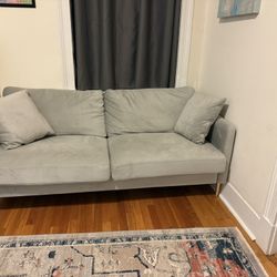 72” Velvet Gray Sofa / Couch 