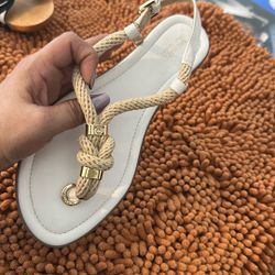 Micheal Kors Gd Metal rope White Sandals 