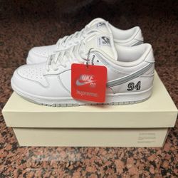 Nike SB Dunk Low Supreme 94 White Metallic Silver