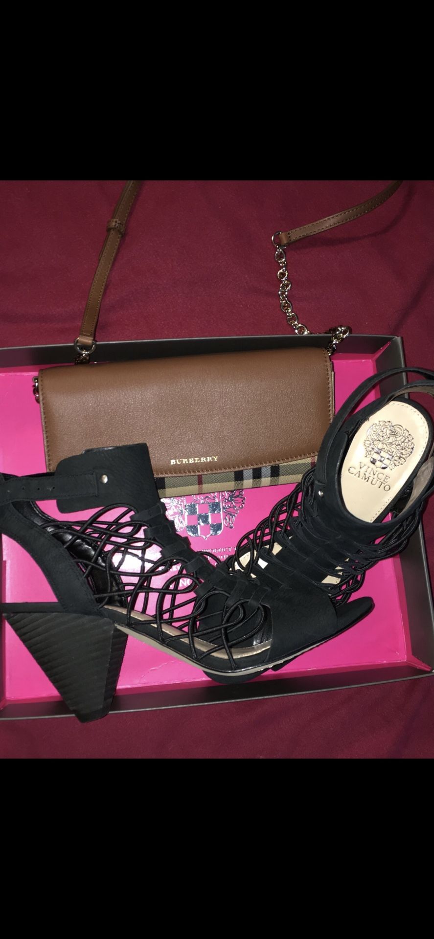 Shoes and Burberry hand purse