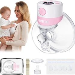 TSRETE Breast Pump, Wearable Breast Pump, Electric Hands-Free Breast Pumps with 2 Modes, 9 Levels, LCD Display, Memory Function Rechargeable Single Mi