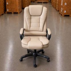 New In Box PU Leather Office Computer Desk Chair Khaki Tan Color 