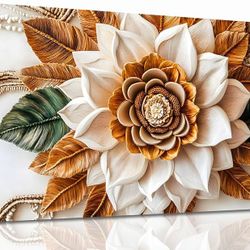 Tarfupth Boho Flower Canvas Wall Art for Living Room White and Brown Large Canvas Prints Botanical Pictures for Bedroom Office Home Decor 20"x40"  Bra