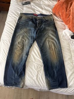 Supreme Distressed Loose Fit Selvedge Denim 36