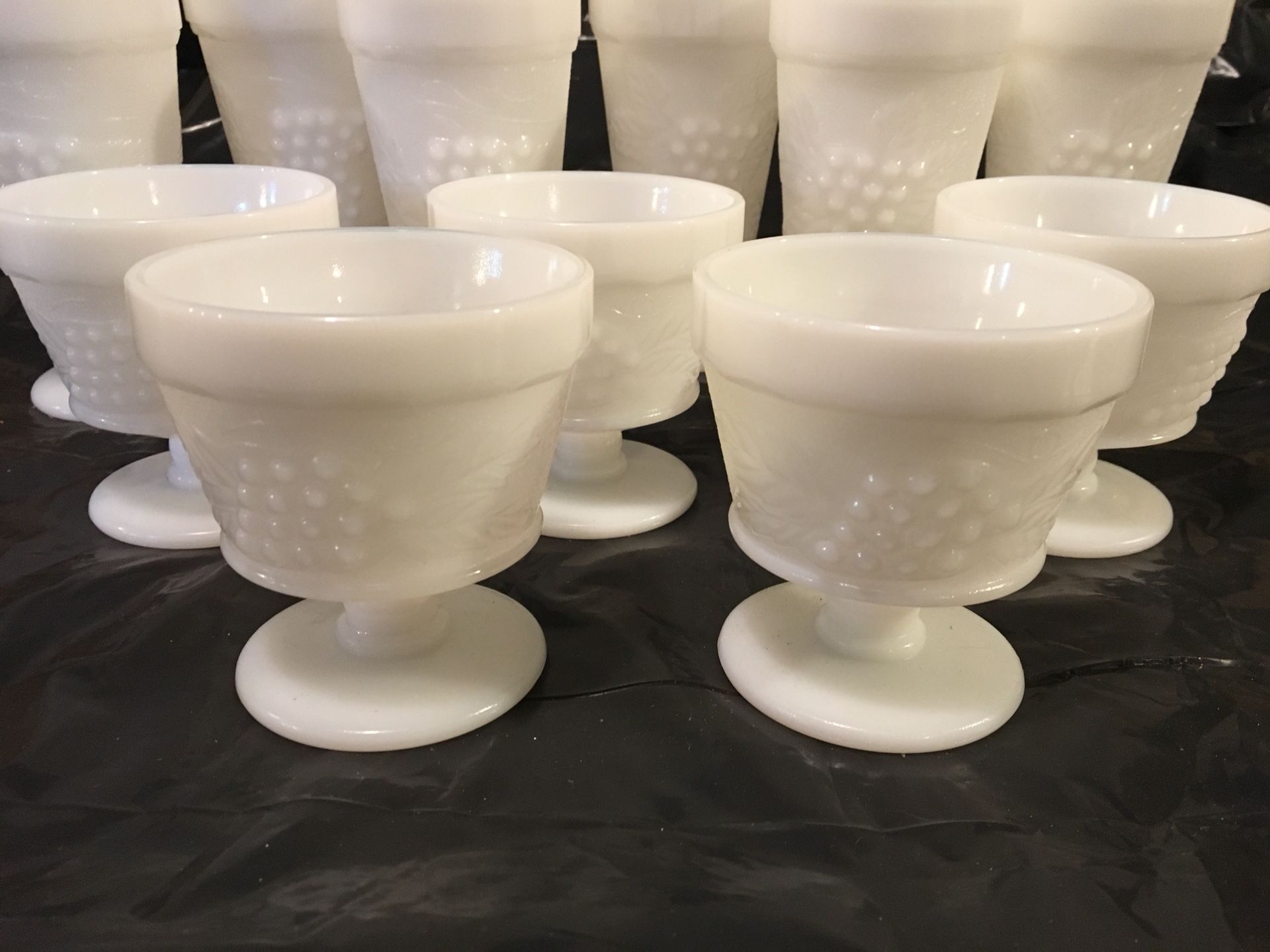 Milk glass grape patter parfait dessert glassware