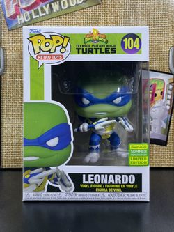 FUNKO POP LEONARDO 104 2022 SDCC EXCLUSIVE MIGHTY MORPHIN POWER RANGERS X TEENAGE MUTANT NINJA TURTLES