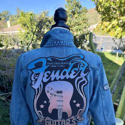 Women's Lucky Cropped Denim "Fender" Jacket with Zip Pockets-Small