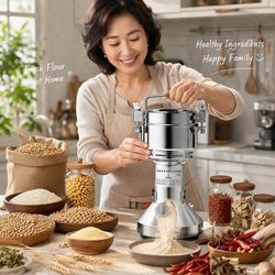 ⚡ Powerful Electric Grain Mill – Fast, Fine & Easy Grinding!