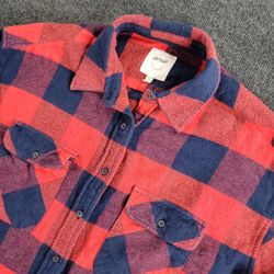 Aerie Womens Buffalo Plaid Flannel Button Down Shirt Extra Small XS Oversized