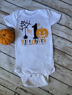 Handmade Halloween Organic Onesie 12 m