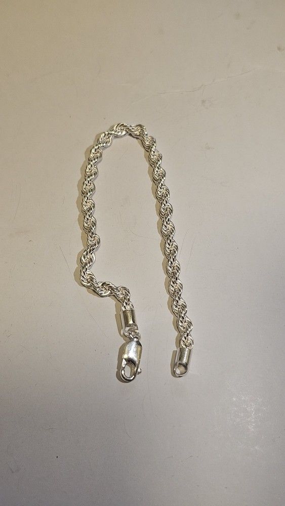7" Rope Bracelet – 925 Sterling Silver – 4mm Width