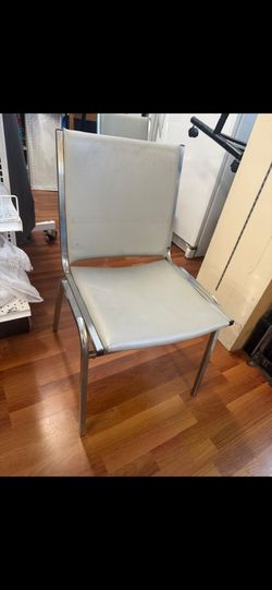 White Leather Chrome Frame Side Chair