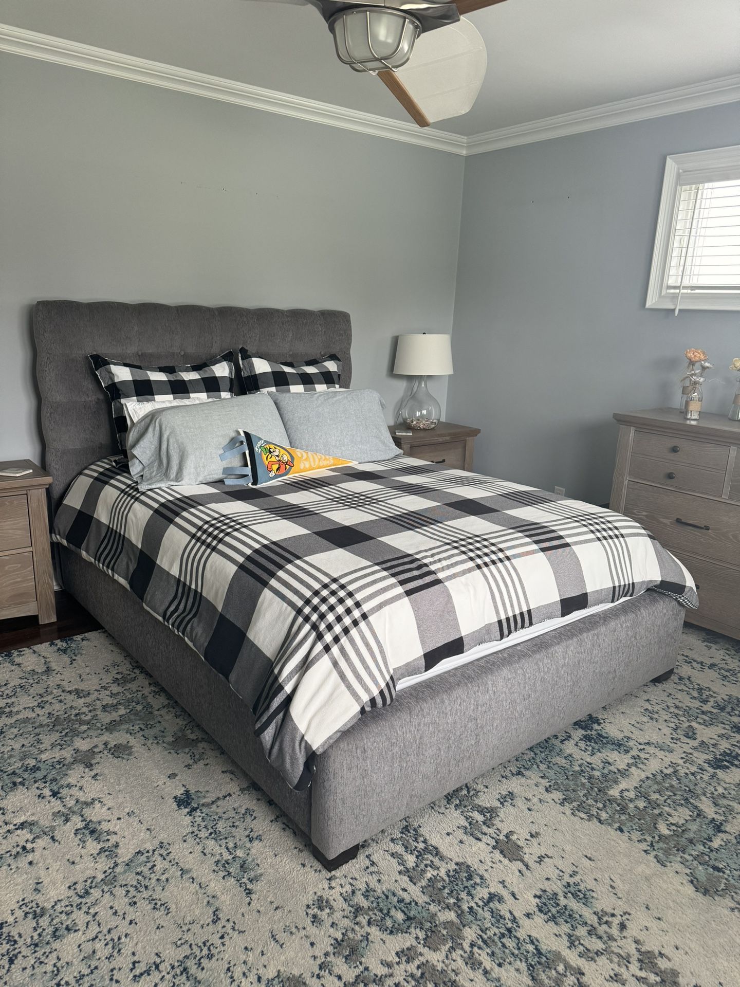 Bed Frame, Headboard, Queen Size Mattress, Box spring