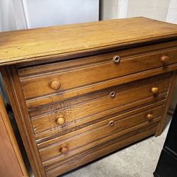 Antique Three-Drawer Wood Dresser