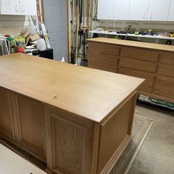 Executive Solid Oak Desk and Credenza