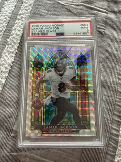 2020 Panini Mosaic LAMAR JACKSON stained glass PSA  9