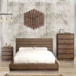 4 Pc Rustic Queen Bedroom Set ( Bed Frame , 2 Nightstand And Chest ) 