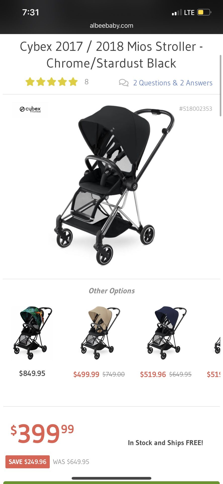 Cybex Mios with seat pack