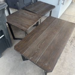 Wood End Tables And Coffee Table Set 