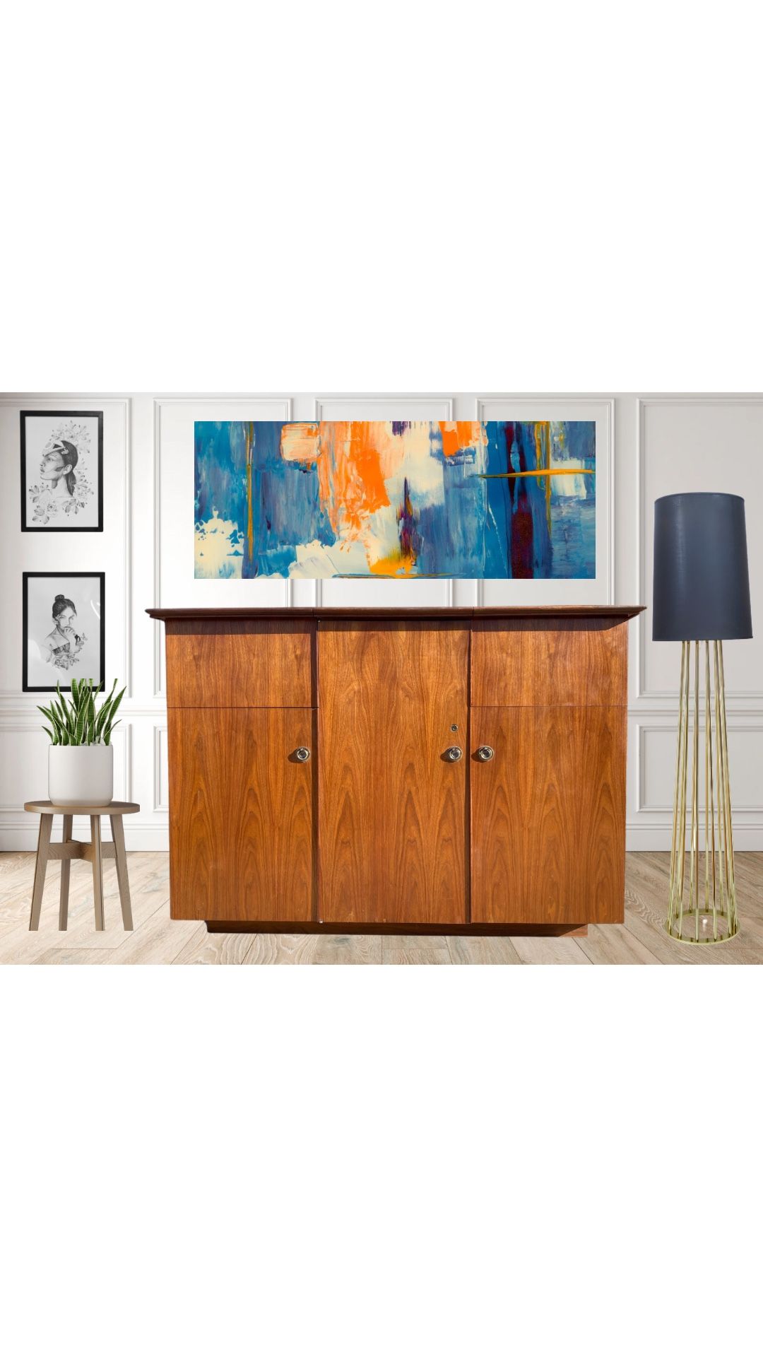 Mid Century Modern Walnut Credenza Dry Bar