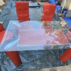 Glass Dinette Table & Chairs