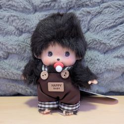 Monchhichi Plush Doll with Happy Baby overalls