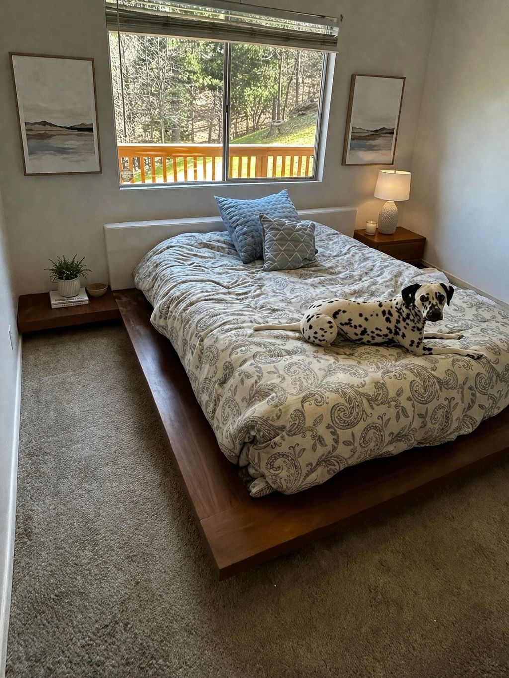 Cal King Bed – Wood Frame w/ Nightstands