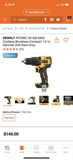 DEWALT Atomic 20-Volt Max Cordless Brushless Compact 1/2 in. Drill/Driver (Tool-Only)