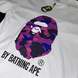  BAPE Bathing Ape Purple Color Camo White Tee 