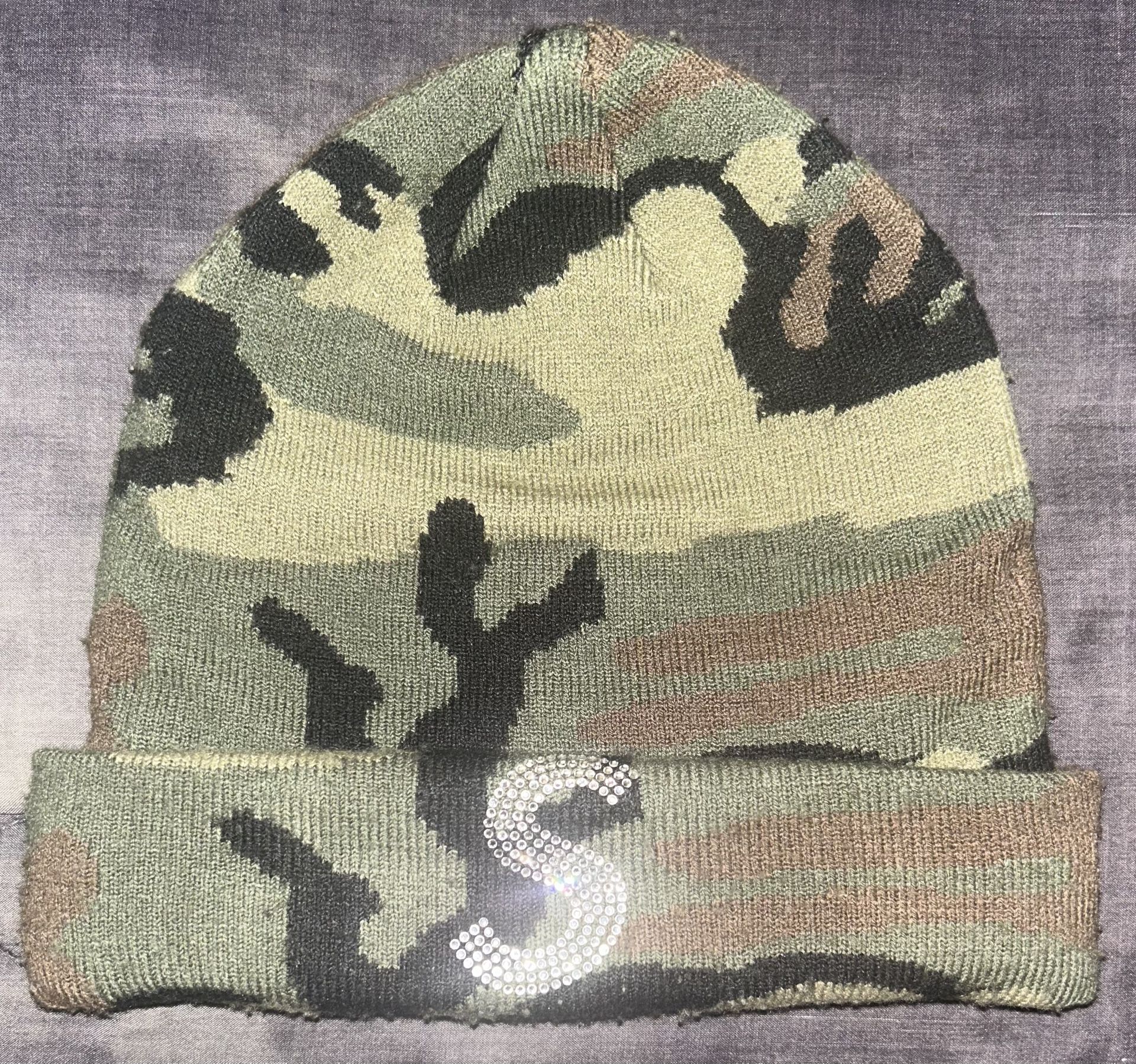 Vintage Supreme camo beanie hat New Era Swarovski S Logo