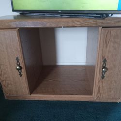 Vintage TV Stand With Cabinets and  Shelves 