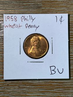 1958 Philadelphia Lincoln Wheat Penny Coin BU