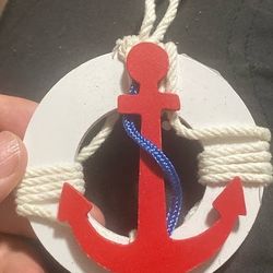 Nautical Anchor & Life Ring Wooden Ornament